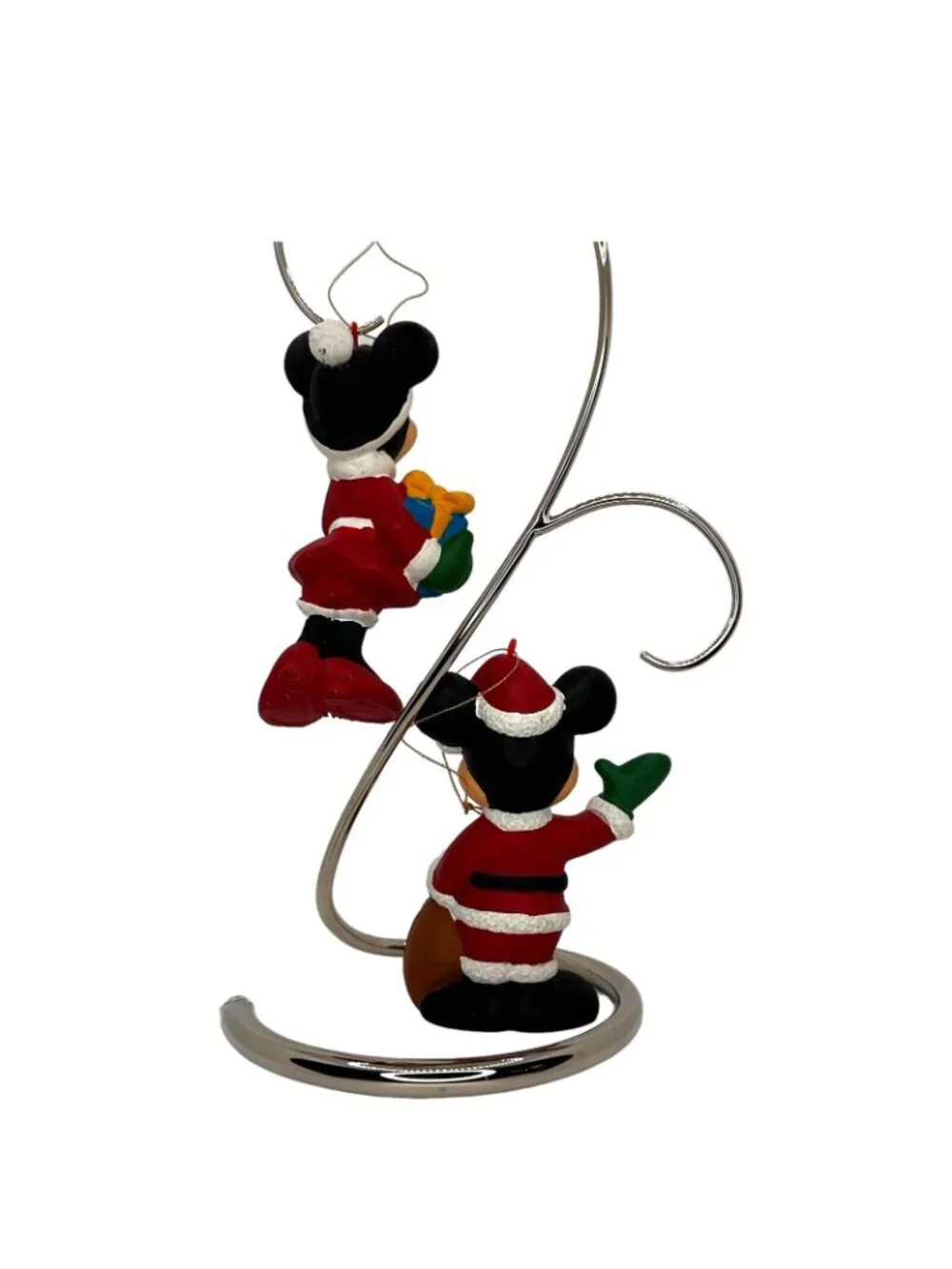 Disney Minnie & Mickey Mouse Christmas Ornaments Set Of 2 Santa Holiday Decor